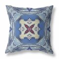 Palacedesigns 16 in. Geo Tribal Indoor & Outdoor Throw Pillow Blue & Cream PA3099470
